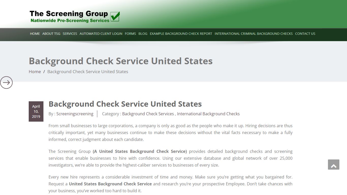 Background Check Service United States - The Screening Group